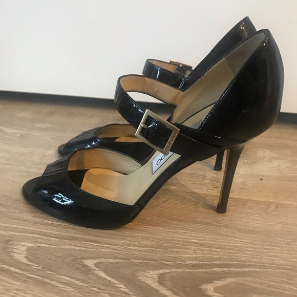 Jimmy Choo Mary Jane Peep Toe Pumps in Black - Picture 3 of 5